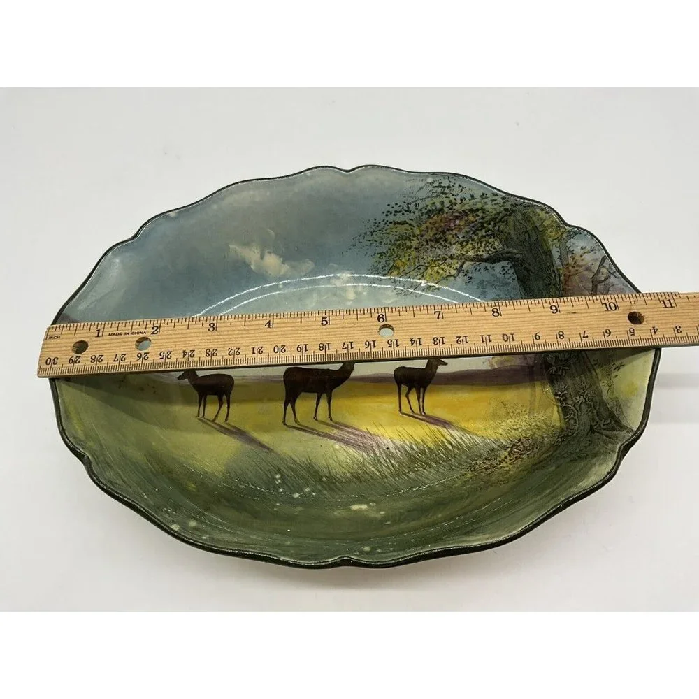Royal Doultan Vintage Vegetable Serving Dish Deer Grazing Pattern 1927-1932